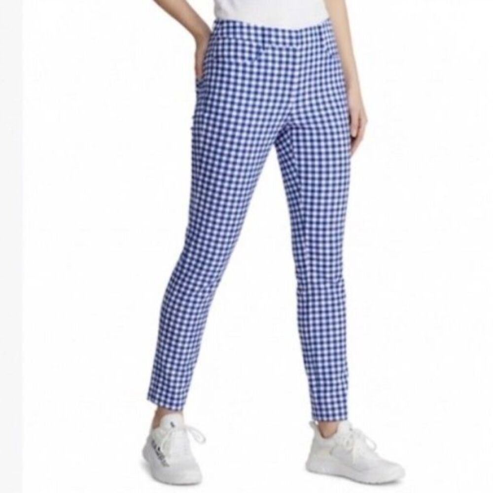 Ralph Lauren RLX NWT Women's Blue White Gingham Stretch Slim Leg Golf Pants 12